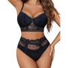 imageAvidlove Lingerie Sets for Women Bra and High Waist Panty Set 2 Piece Lace Babydoll Outfits SXXLBlack