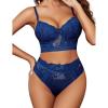 imageAvidlove Lingerie Sets for Women Bra and High Waist Panty Set 2 Piece Lace Babydoll Outfits SXXLNavy Blue