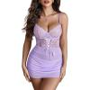 imageAvidlove Lingerie for Women Floral Mesh Nightear V Neck Babydoll Chemise Lace Chemise OutfitsLilac