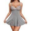 imageAvidlove Lingerie for Women Lace Babydoll Lingeries Sexy Sleepwear Chemise Cami Nightgowns Lacy Baby Doll Nighty SXXLGrey