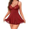 imageAvidlove Lingerie for Women Lace Babydoll Lingeries Sexy Sleepwear Chemise Cami Nightgowns Lacy Baby Doll Nighty SXXLWine Red