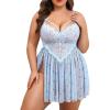 imageAvidlove Plus Size Lingerie Lace Babydoll Womens Strap Chemise Nightgown V Neck Nighty Mesh Sleepwear Side Slit NightdressSmall Flower Print