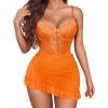 imageAvidlove Sexy Lingerie for Women Lace Babydoll Dress with Underwire Support Ruffle Hem Hip Chemise NightgownOrange