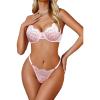 imageAvidlove Women Bra and Panty Sets with Underwire Floral Lace Lingerie SetPink