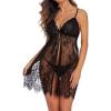 imageAvidlove Women Sexy Lingerie Babydoll Lace Chemise Eyelash Wedding Brial LingerieBlack