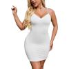 imageAvidlove Womens Full Slip Under Dress Adjustable Spaghetti Strap Camisole Mini Dress Knee Length Slips NightwearWhite