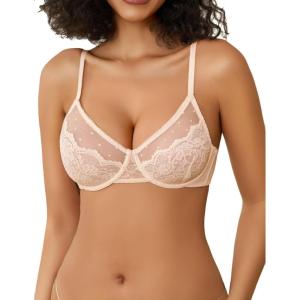 imageAvidlove Lace Bras for Women Sheer Balconette Underwire Unlined Everyday Bras Lingerie SXXLChampagne