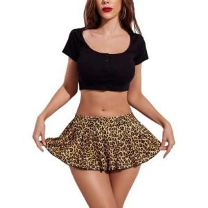 imageAvidlove Pleated Skirts for Women Y2k Mini Skirt Casual Short Skirts Micro Skirt XS4XLLeopard Print