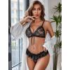 imageAvidlove Sexy Lingerie Set for Women Lace Bra and Panty Sets 2 Piece Sheer Babydoll Outfits SXXLBlack