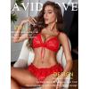 imageAvidlove Sexy Lingerie Set for Women Lace Bra and Panty Sets 2 Piece Sheer Babydoll Outfits SXXLCarmine Red