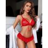 imageAvidlove Sexy Lingerie Set for Women Lace Bra and Panty Sets 2 Piece Sheer Babydoll Outfits SXXLCarmine Red