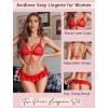 imageAvidlove Sexy Lingerie Set for Women Lace Bra and Panty Sets 2 Piece Sheer Babydoll Outfits SXXLCarmine Red