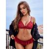 imageAvidlove Sexy Lingerie Set for Women Lace Bra and Panty Sets 2 Piece Sheer Babydoll Outfits SXXLDark Red