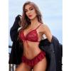 imageAvidlove Sexy Lingerie Set for Women Lace Bra and Panty Sets 2 Piece Sheer Babydoll Outfits SXXLDark Red