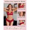 imageAvidlove Sexy Lingerie Set for Women Lace Bra and Panty Sets 2 Piece Sheer Babydoll Outfits SXXLDark Red