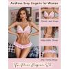 imageAvidlove Sexy Lingerie Set for Women Lace Bra and Panty Sets 2 Piece Sheer Babydoll Outfits SXXLPink