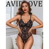 imageAvidlove Sexy Lingerie for Women One Piece Lingerie Deep V Teddy Babydoll Sexy Lace BodysuitBlack