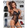 imageAvidlove Sexy Lingerie for Women One Piece Lingerie Deep V Teddy Babydoll Sexy Lace BodysuitBlack
