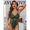 imageAvidlove Sexy Lingerie for Women One Piece Lingerie Deep V Teddy Babydoll Sexy Lace BodysuitGreen