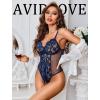 imageAvidlove Sexy Lingerie for Women One Piece Lingerie Deep V Teddy Babydoll Sexy Lace BodysuitNavy Blue