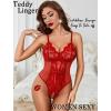 imageAvidlove Sexy Lingerie for Women One Piece Lingerie Deep V Teddy Babydoll Sexy Lace BodysuitRed