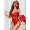 imageAvidlove Sexy Lingerie for Women One Piece Lingerie Deep V Teddy Babydoll Sexy Lace BodysuitRed