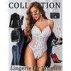 imageAvidlove Sexy Lingerie for Women One Piece Lingerie Deep V Teddy Babydoll Sexy Lace BodysuitWhite