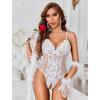 imageAvidlove Sexy Lingerie for Women One Piece Lingerie Deep V Teddy Babydoll Sexy Lace BodysuitWhite