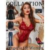 imageAvidlove Sexy Lingerie for Women One Piece Lingerie Deep V Teddy Babydoll Sexy Lace BodysuitWine Red