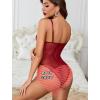imageAvidlove Sexy Lingerie for Women One Piece Lingerie Deep V Teddy Babydoll Sexy Lace BodysuitWine Red