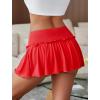 imageAvidlove Sexy Mini Skirt for Women Solid Ruffle Lingerie Skirt Short SkirtsCarmine Red