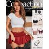 imageAvidlove Sexy Mini Skirt for Women Solid Ruffle Lingerie Skirt Short SkirtsDark Red