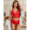 imageAvidlove Sexy Panties for Women Bikini Underwear Floral Lace Briefs with Cute Bow Center 14 PackCarmine Red