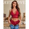 imageAvidlove Sexy Panties for Women Bikini Underwear Floral Lace Briefs with Cute Bow Center 14 PackWine Redblackpink