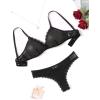 imageAvidlove Wireless Lace Lingerie Set Floral Print Bra and Panty Sets Cute Naughty OutfitsBlack