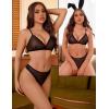 imageAvidlove Wireless Lace Lingerie Set Floral Print Bra and Panty Sets Cute Naughty OutfitsBlack