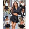 imageAvidlove Women Pleated Mini Skirt Y2k Drawstring Short Skirts Ruched Skater Skirt Cute Rave OutfitBlack
