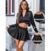imageAvidlove Women Pleated Mini Skirt Y2k Drawstring Short Skirts Ruched Skater Skirt Cute Rave OutfitBlack