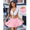 imageAvidlove Women Pleated Mini Skirt Y2k Drawstring Short Skirts Ruched Skater Skirt Cute Rave OutfitPink