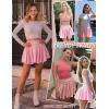 imageAvidlove Women Pleated Mini Skirt Y2k Drawstring Short Skirts Ruched Skater Skirt Cute Rave OutfitPink