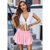 imageAvidlove Women Pleated Mini Skirt Y2k Drawstring Short Skirts Ruched Skater Skirt Cute Rave OutfitPink