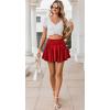 imageAvidlove Women Pleated Mini Skirt Y2k Drawstring Short Skirts Ruched Skater Skirt Cute Rave OutfitRed