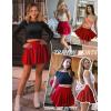 imageAvidlove Women Pleated Mini Skirt Y2k Drawstring Short Skirts Ruched Skater Skirt Cute Rave OutfitRed