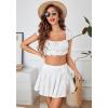 imageAvidlove Women Pleated Mini Skirt Y2k Drawstring Short Skirts Ruched Skater Skirt Cute Rave OutfitWhite