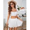 imageAvidlove Women Pleated Mini Skirt Y2k Drawstring Short Skirts Ruched Skater Skirt Cute Rave OutfitWhite
