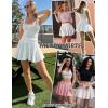 imageAvidlove Women Pleated Mini Skirt Y2k Drawstring Short Skirts Ruched Skater Skirt Cute Rave OutfitWhite