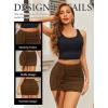 imageAvidlove Women Skirt Ruched Bodycon Double Layer Club Casual Mini SkirtBrown