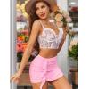 imageAvidlove Women Skirt Ruched Bodycon Double Layer Club Casual Mini SkirtPink