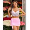 imageAvidlove Women Skirt Ruched Bodycon Double Layer Club Casual Mini SkirtPink