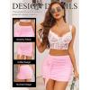 imageAvidlove Women Skirt Ruched Bodycon Double Layer Club Casual Mini SkirtPink